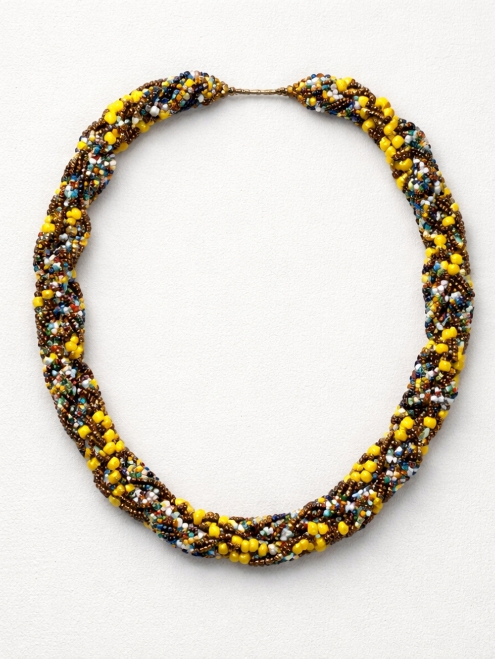 SOLD! Chunky Graduated Yellow/Black Glass Bead Necklace - Picture 2 of 4